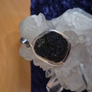 Vintage Sterling Moldavite Pendant